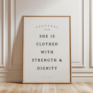 Christian Girl Wall Art, Proverbs 31:25, Aesthetic Christian Faith Wall Print, Scripture quote Poster, Bible Verse | Digital Download
