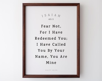 Isaiah 43:1, Bible Verse Wall Art Print, Aesthetic Christian Poster, Scripture quote, Minimal Bible Verse, Boho Jesus art | Digital Download