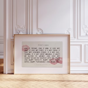 Christian Wall Art Girly Coquette 1 Corinthians 13 Love Is Patient Love Is Kind Bible Verse Scripture Poster | Digital Download