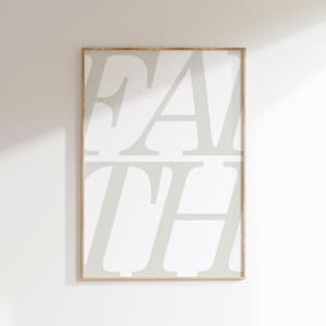 FAITH Christian Wall Art Printable, Neutral Beige Bible Quote, Cool Christian Poster, Bible Decor Aesthetic Art | Digital Download