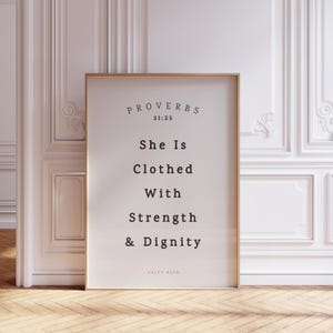 Proverbs 31 25 Christian Girl Wall Art, Aesthetic Christian Faith Wall Print, Scripture quote Poster, Bible Verse | Digital Download