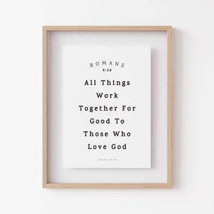 Romans 8 28 Wall art, Aesthetic Bible Verse Print Christian Faith Wall Art, Scripture quote Poster, Minimal Jesus art | Digital Download