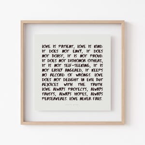 1 Corinthians 13 Wall Art Christian Wall Art Love Is Patient Love Is Kind Bible Verse Scripture Poster, Jesus Wall art | Digital Download