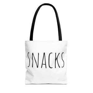 Snacks Eco-Friendly Tote Bag with Fun Quote, Reusable Shopping Bag, Environmentally Conscious Gift, Grocery Bag, Beach Tote, Green Living