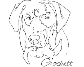 Hand Drawn Pencil Simple Face Line Drawing of Your Pet's Photo, Outline from Picture Good Dog Owner Gift