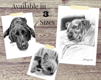 Pet Portrait Custom Dog Art Pencil Sketch Drawing from Your Photos Handmade Lifelike Artists Renderings