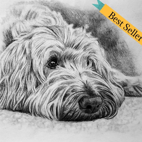 Custom Hand Drawn 6x6 Inch Pet Portrait from Your Photos Single Subject Dog or Cat Detailed Pencil Sketch Gift Idea