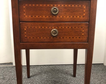 antique italian inlaid mahogany 2 draw stand side table 17x13x24h shipping is not free - Antique Side Tables antique italian inlaid mahogany 2 draw stand side table 17x13x24h shipping is not free - Antique Side Tables