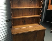 Early primitive pine step back pewter cabinet cupboard 40w17.5d9d25h66h Shipping is not free