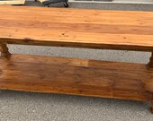 Vintage English country pine narrow Console table bottom with shelf 23.5d30h73w Shipping is not free