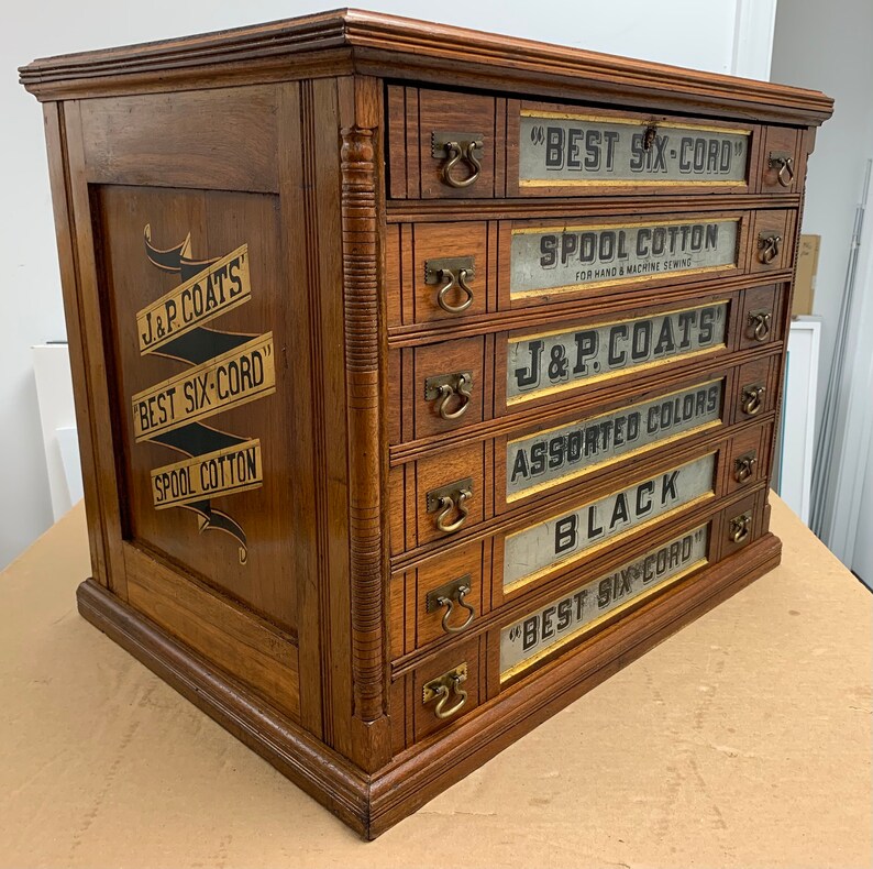 Exquisite antique J P Coats spool 6 drawer Etsy