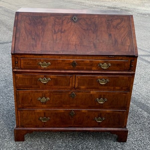 Antique English Walnut slant front secretary desk 19th c 41h31h10d21d36w Shipping is not free