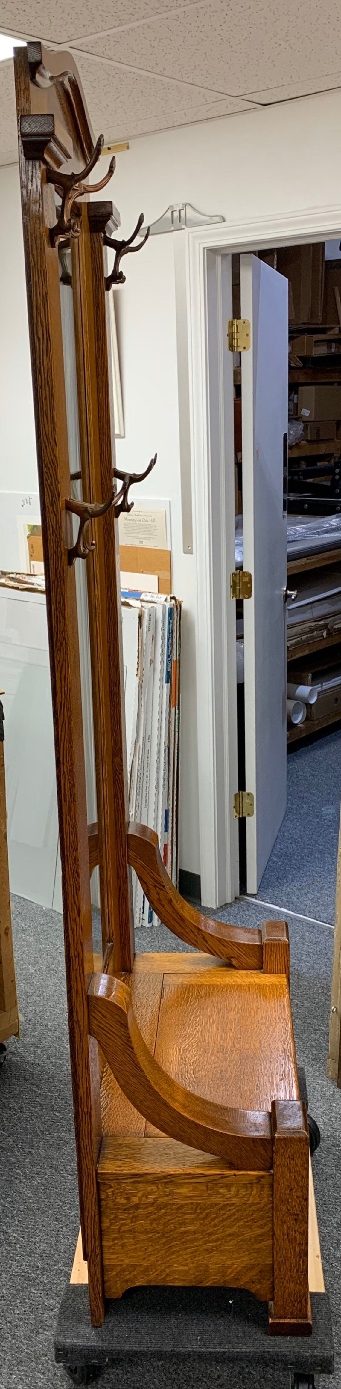 Antique Mission Oak Hall tree mirror bench 30W15D78H Shipping Etsy