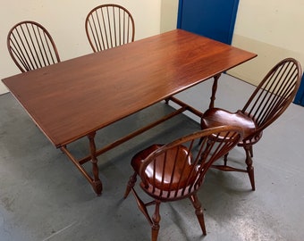 Early American D.R. Dimes cherry dining table and 4 windsor chairs 37d72w23.75ch30h Shipping is not free