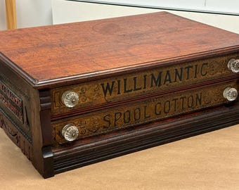 Antique walnut primitive country store Willimantic spool cabinet 23.5W17D8.5H
