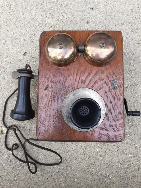 Antique Telephone 14 Western Electric Oak Hand Crank 11x8x7 Etsy