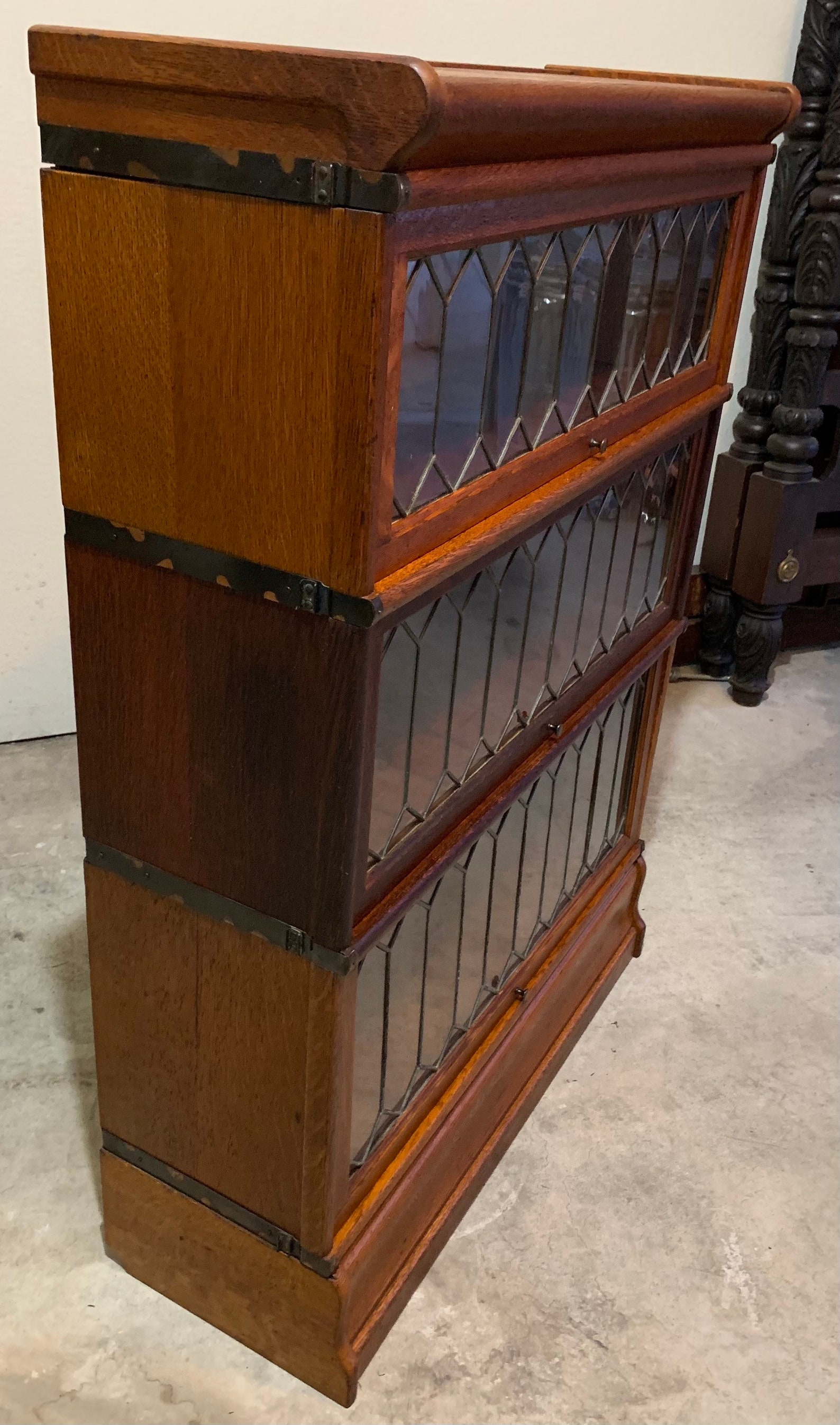 Antique Globe Wernicke Oak Barrister Bookcase Three Section Etsy