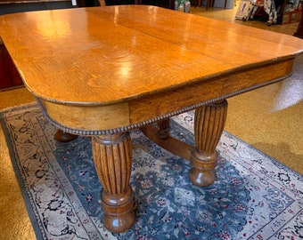 American antique solid tiger oak library table 48W37D28H  shipping is not free