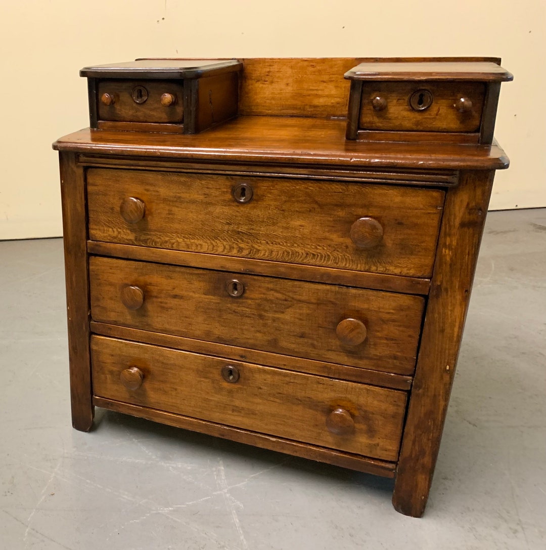 Antique 1860 PA Diminutive Victorian Dresser Two Glove Box Drawers