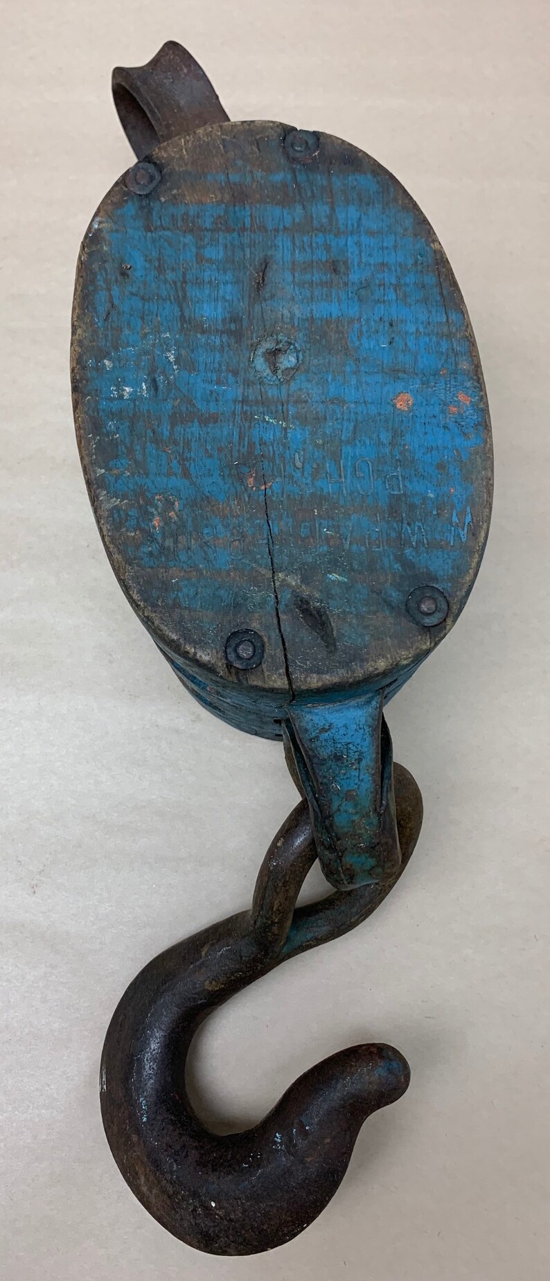 Antique Marine Blue Block and Tackle Dual Pulley Hook 21x5.5x7 Etsy
