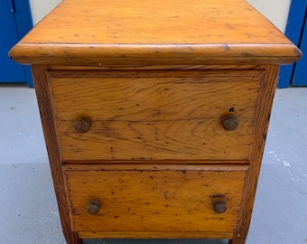 antique pine lift lid small chest one drawer custom-made tapered feet 16 x 16 x 17.5 H