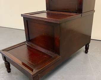 Antique american Sheraton bed steps leather tops turned legs door 16.5w27h30d Shipping is not free