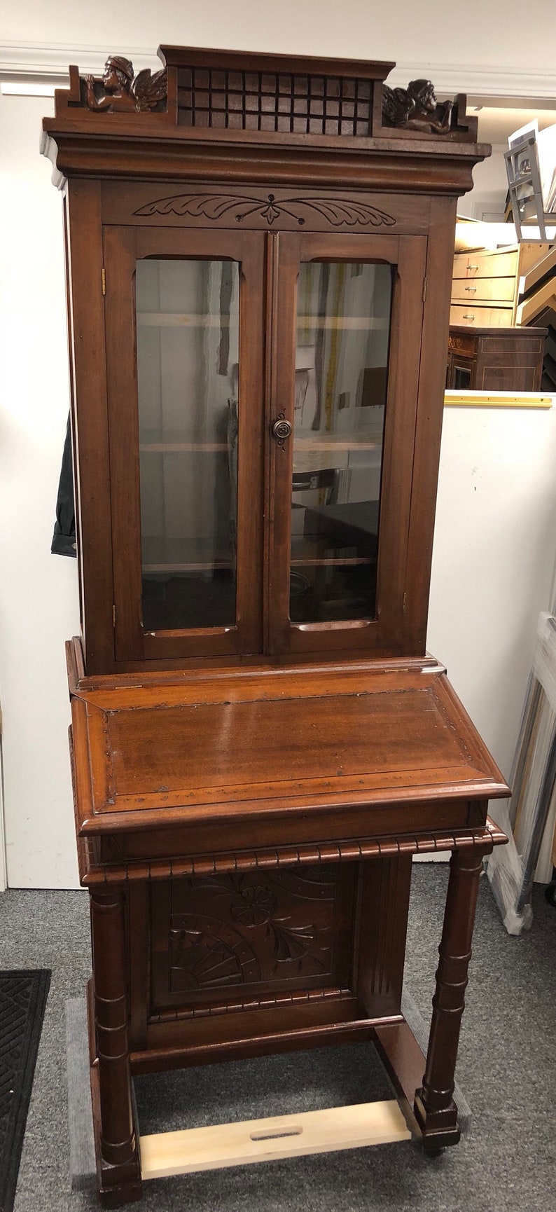 American Eastlake Victorian Secretary Bookcase Davenport Desk Etsy