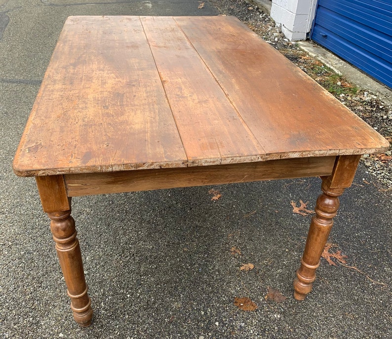 Primitive Pennsylvania Harvest Table in Pine Three Board Top Etsy