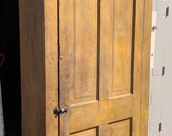 Antique monumental 1 door Texas primitive cupboard mustard paint 44w39w15d13d90.5h shipping is not free