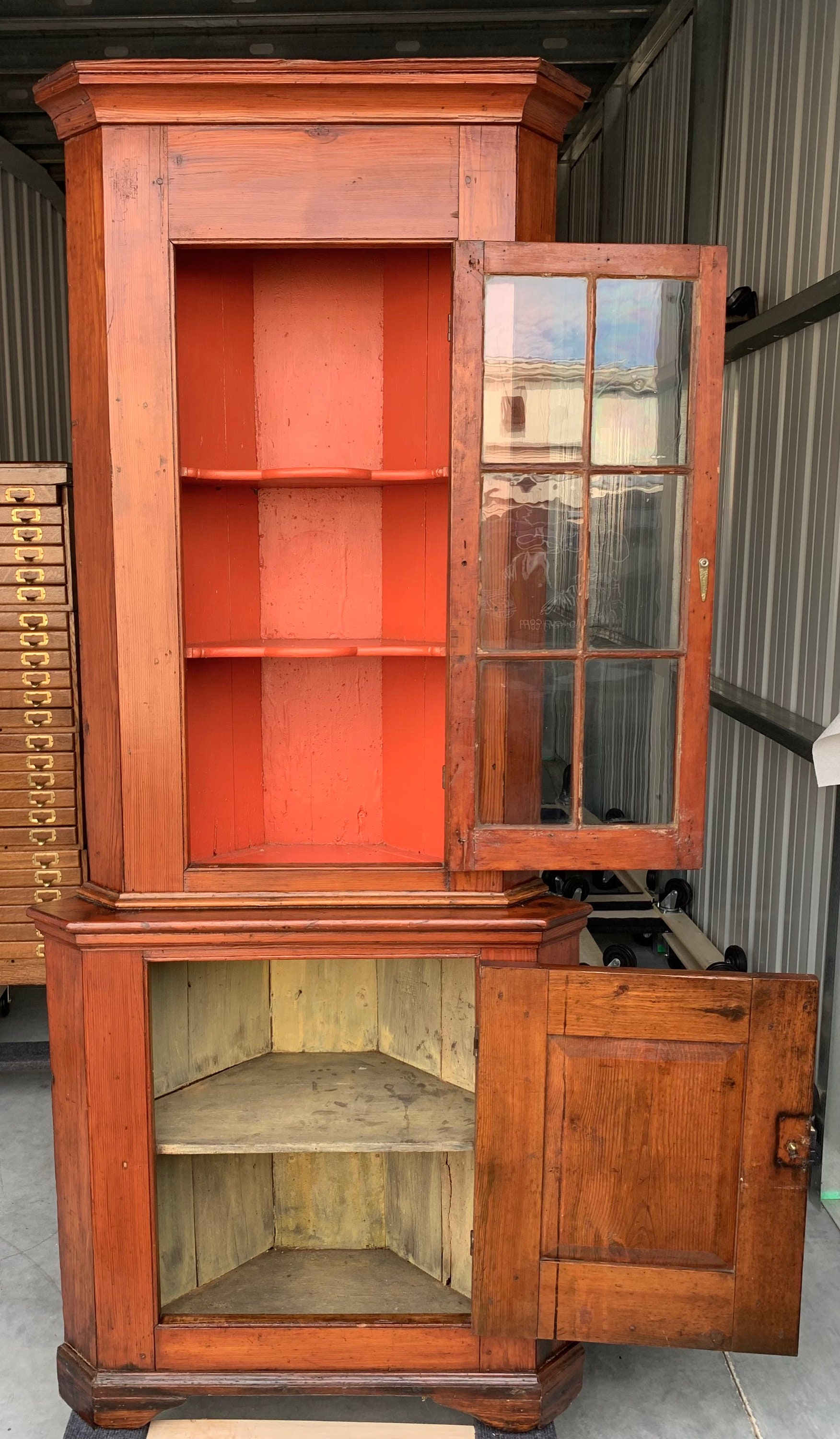 Antique Primitive 1820 Virginia Pine Diminutive Corner Cabinet
