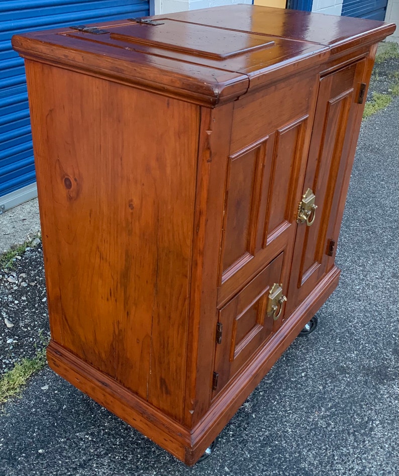 Beautiful 1905 Eddy solid Pine Refrigerator ice chest Boston Ma 35.5W20D37H Shipping is not free image 2