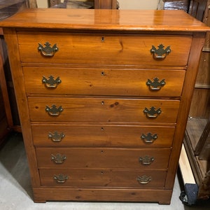 Antique southern georgia country pine 6 drawer chest dresser late 1800's 38w16d48h Shipping is not free