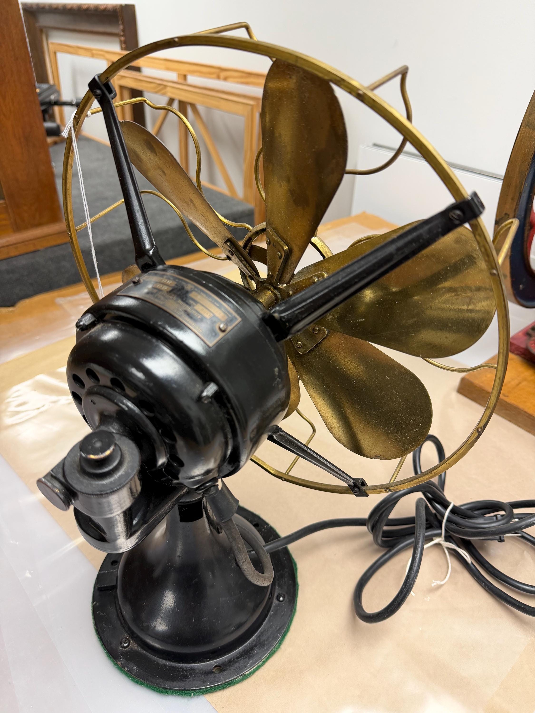 Antique 1914 Westinghouse Brass Blade Oscillating Fan Pittsburgh