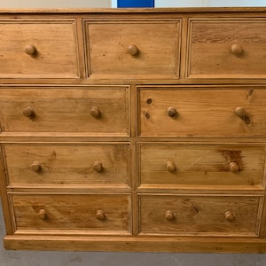 Vintage country rustic European oversized scrubbed pine chest 20d60w52h with 3/6 drawers Shipping is not free