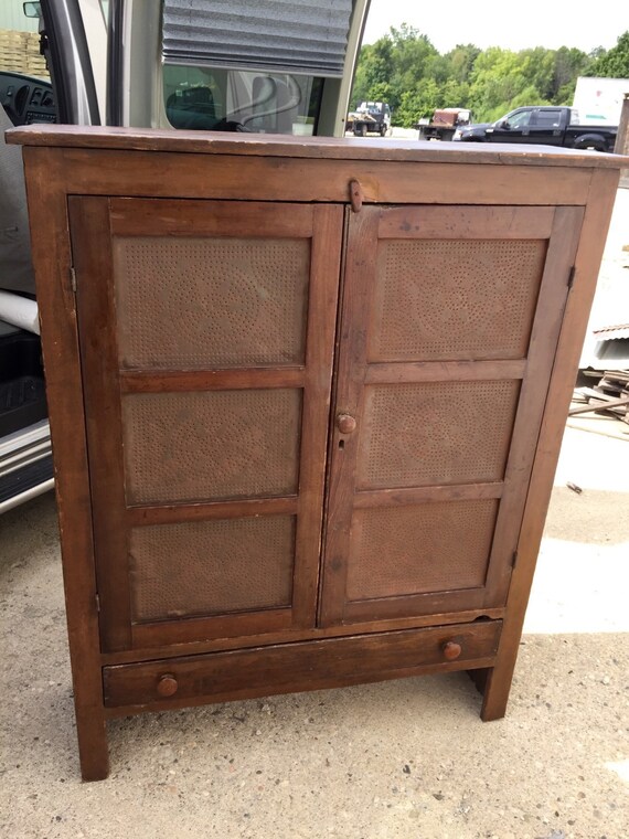 Antique Pie Safe Primitive Original 6 Star Tin 14d54h41w Walnut Solid Ends Bottom Drawer Square Nails Shipping Is Not Free Antique Pie Safe Primitive Original 6 Star Tin 14d54h41w Walnut Solid Ends Bottom Drawer Square Nails Shipping Is Not Free