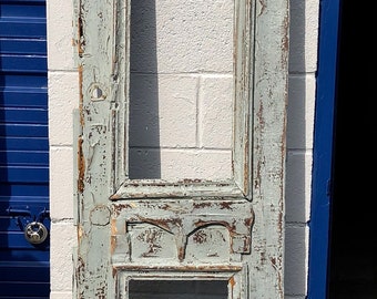 Antique painted French door 93x21.5x2.5 Architectural salvage shipping is not free