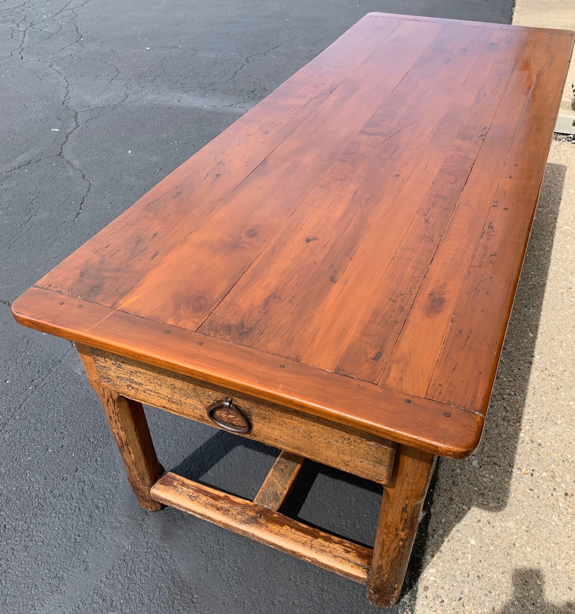 Antique French harvest farm table 3 drawers 34d89w22h30.5h Etsy