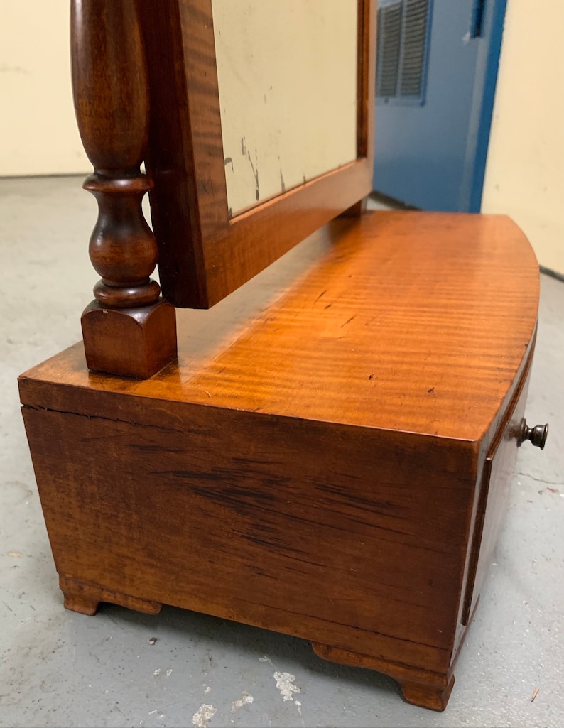 Antique 19th C New York Tiger Maple Dresser Shave Mirror Etsy