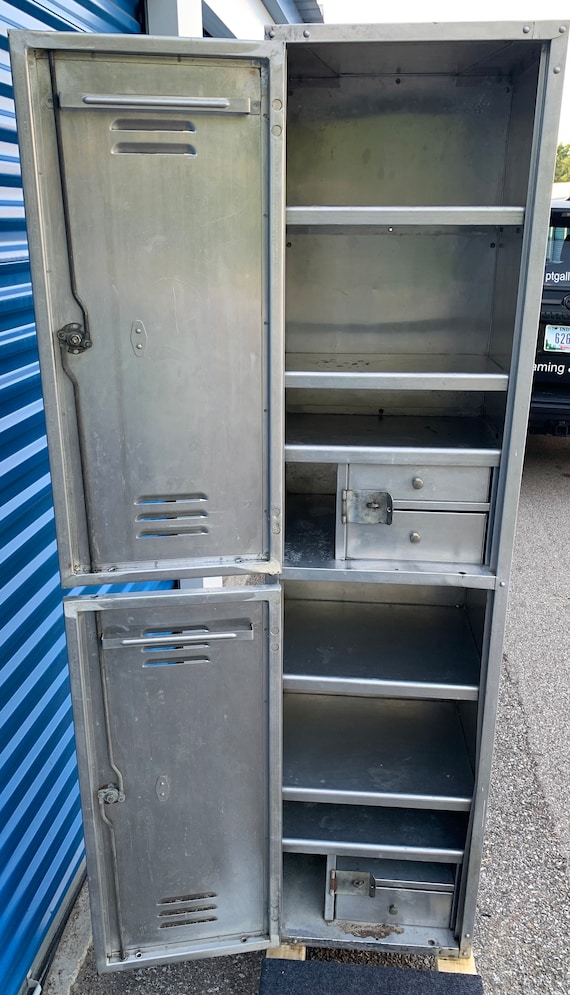 Antique Industrial Aluminum World War II Navy Locker New York