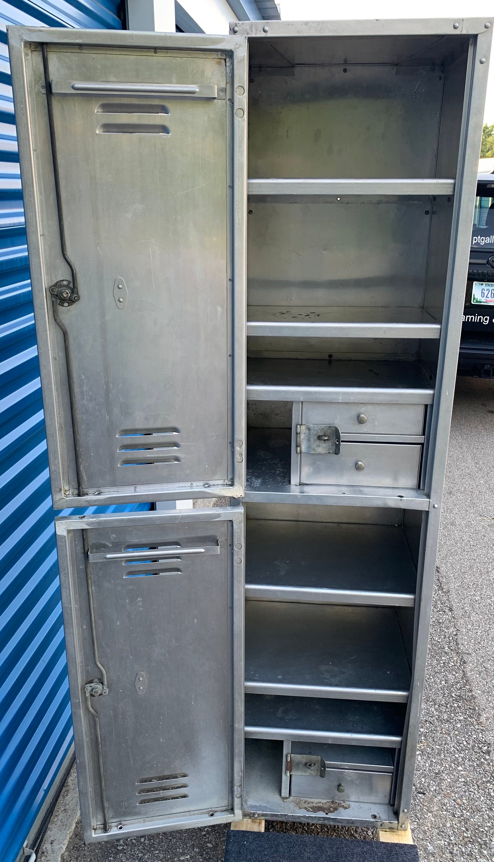 Antique Industrial Aluminum World War II Navy Locker New