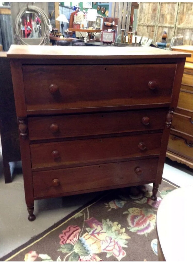Beautiful Antique 1800's Empire Cherry Dresser 21d42w46h Etsy