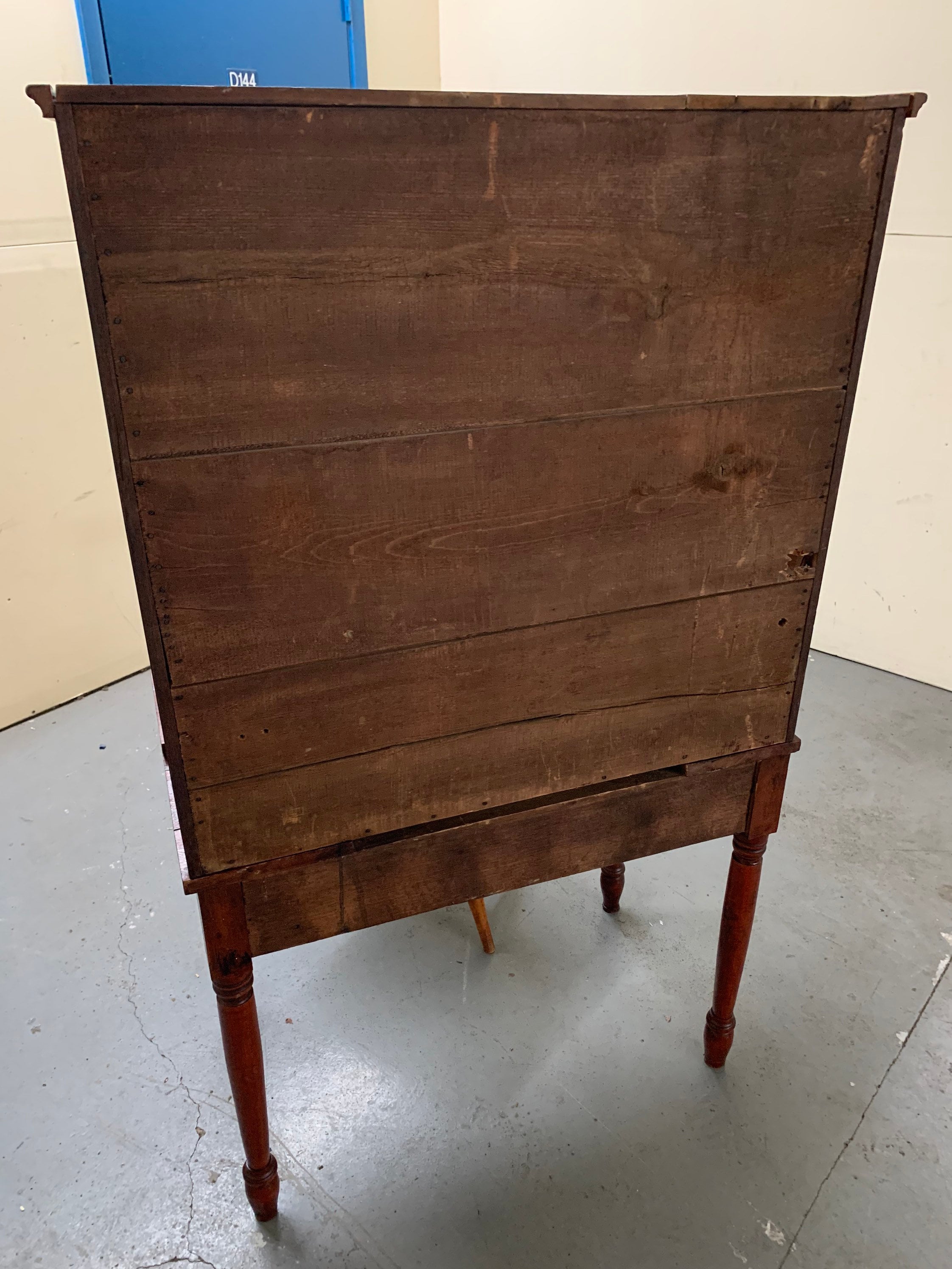 Antique 19th C New England Cherry Plantation Desk Glass Doors 34.5