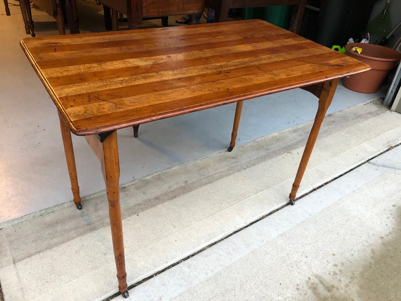 Antique Folding Table In Cherry And Oak On Casters 22d37w25 5h Is Not Free