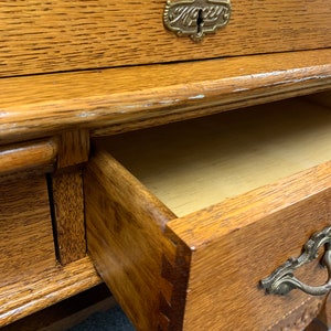 Beautiful antique Macey solid oak paneled roll top desk 40W28D30H44H Shipping is not free image 8