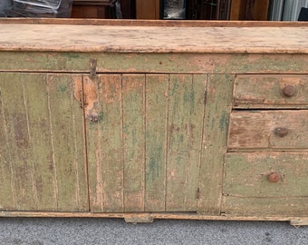 Antique primitive Texas island counter cupboard cabinet scrubbed top 31.5h21d53.5w Shipping is not free