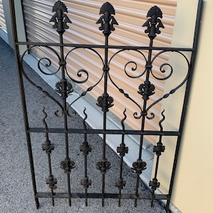 Antique French wrought iron architectural black painted fence section 24x1x36H shipping is not free