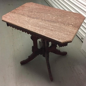 Antique Table Victorian Marble Top Mahogany 30h20d29w Shipping is Not free