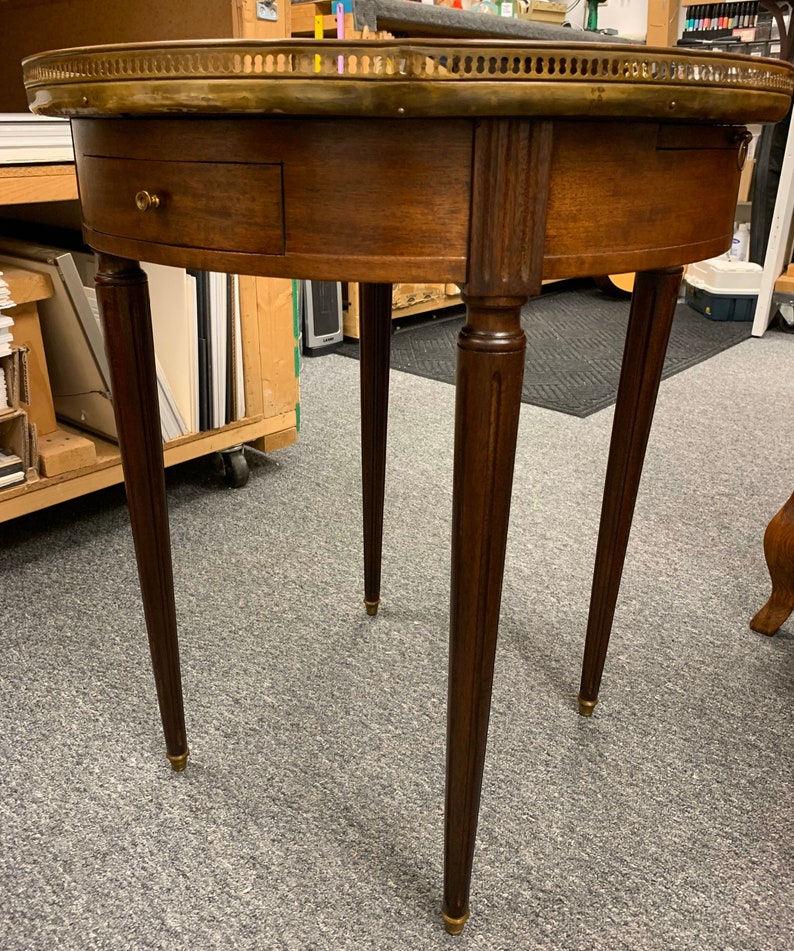 Antique French Louis XVI mahogany gueridon marble top table 28.5h24d shipping is not free bild 2