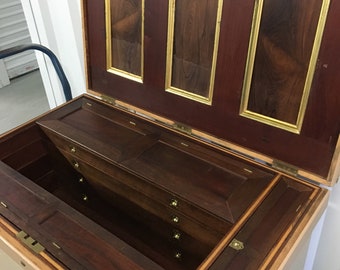 Antique 1800s premium cabinet makers carpenters tool chest 25.5d25h41w interior walnut and mahogany with key shipping is not free