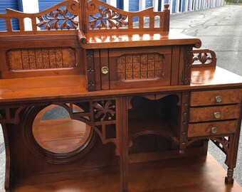 Beautiful Antique Victorian Ornate Desk Secretary 31w20d9d30h54h